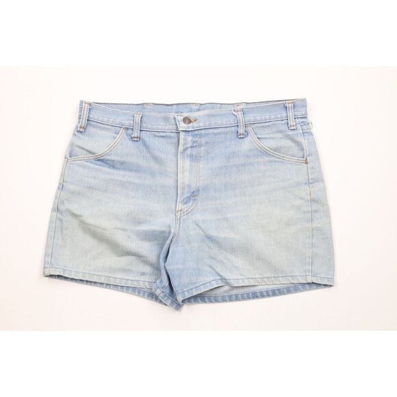 Vtg 70s Streetwear Mens 36 Faded Above Knee Denim Jean Short Shorts Blue USA